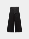 Black high-waist jeans with a wide legs
